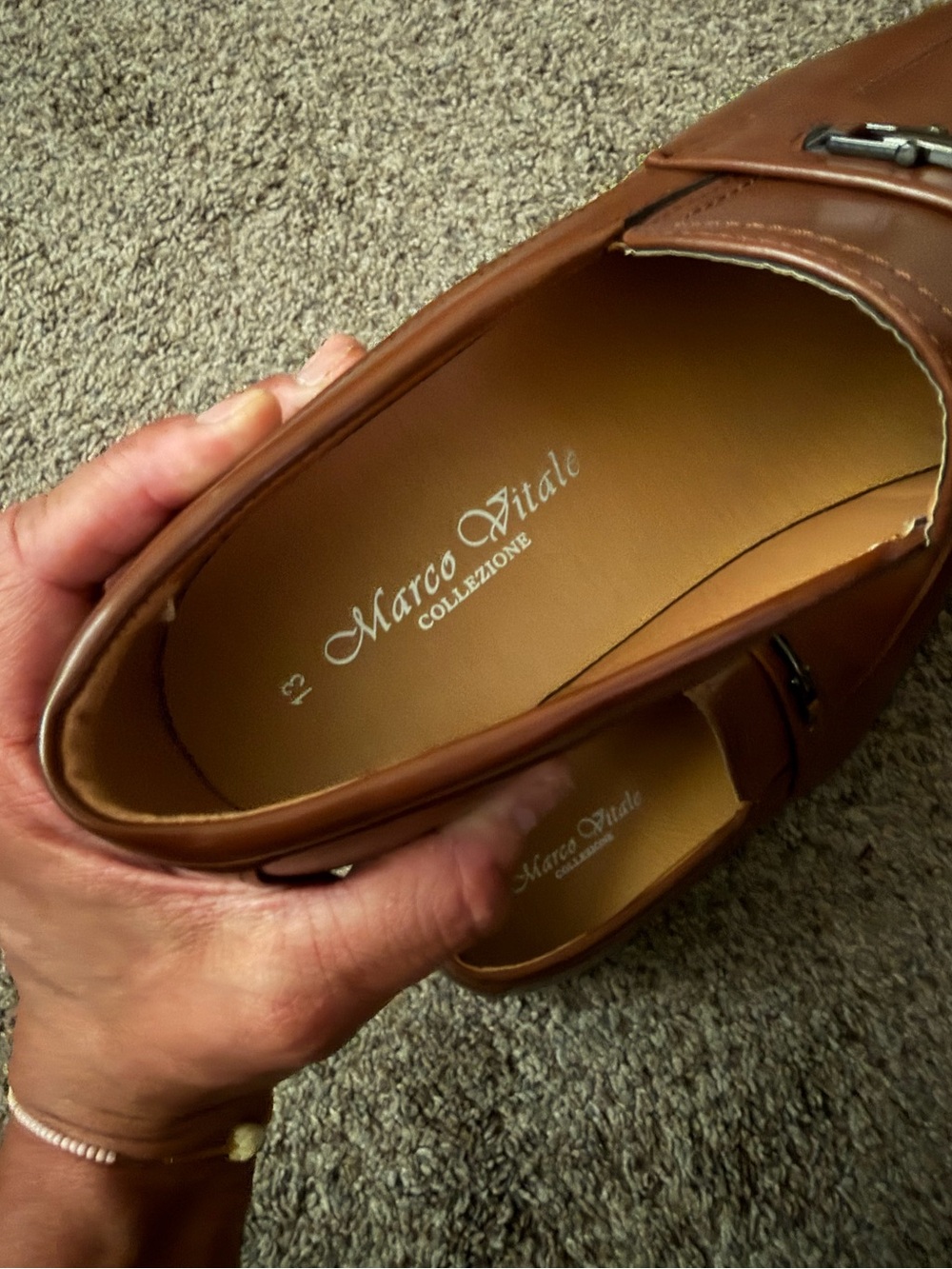 NWOT - Classic Men's MARCO VITALE Brown Leather Slip-On Loafers / size 13 - Picture 6 of 6